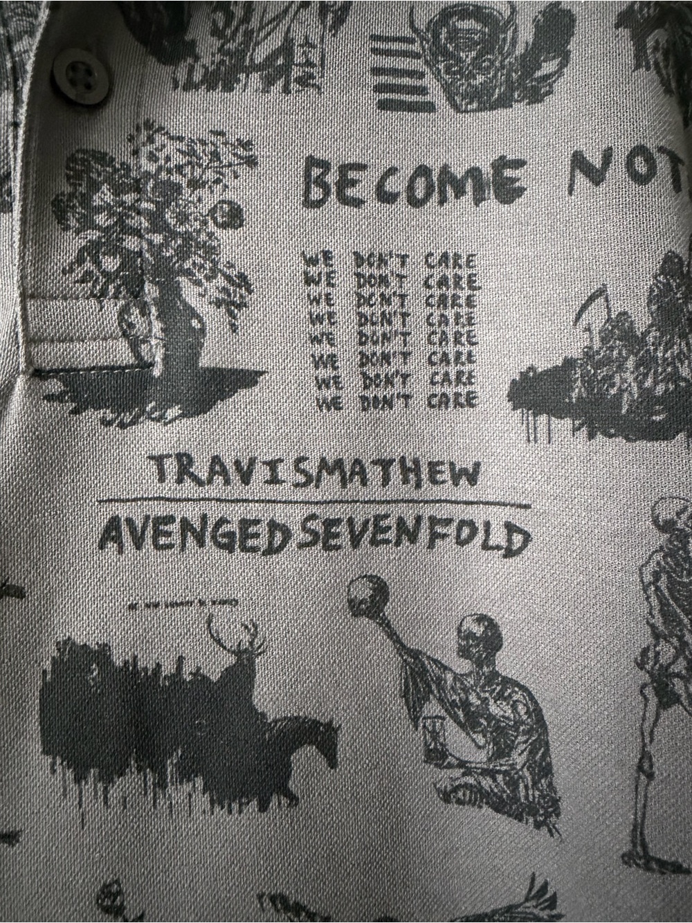 Travis Mathew -Avenged Sevenfold Collaboration gray Graphic Polo Golf Shirt